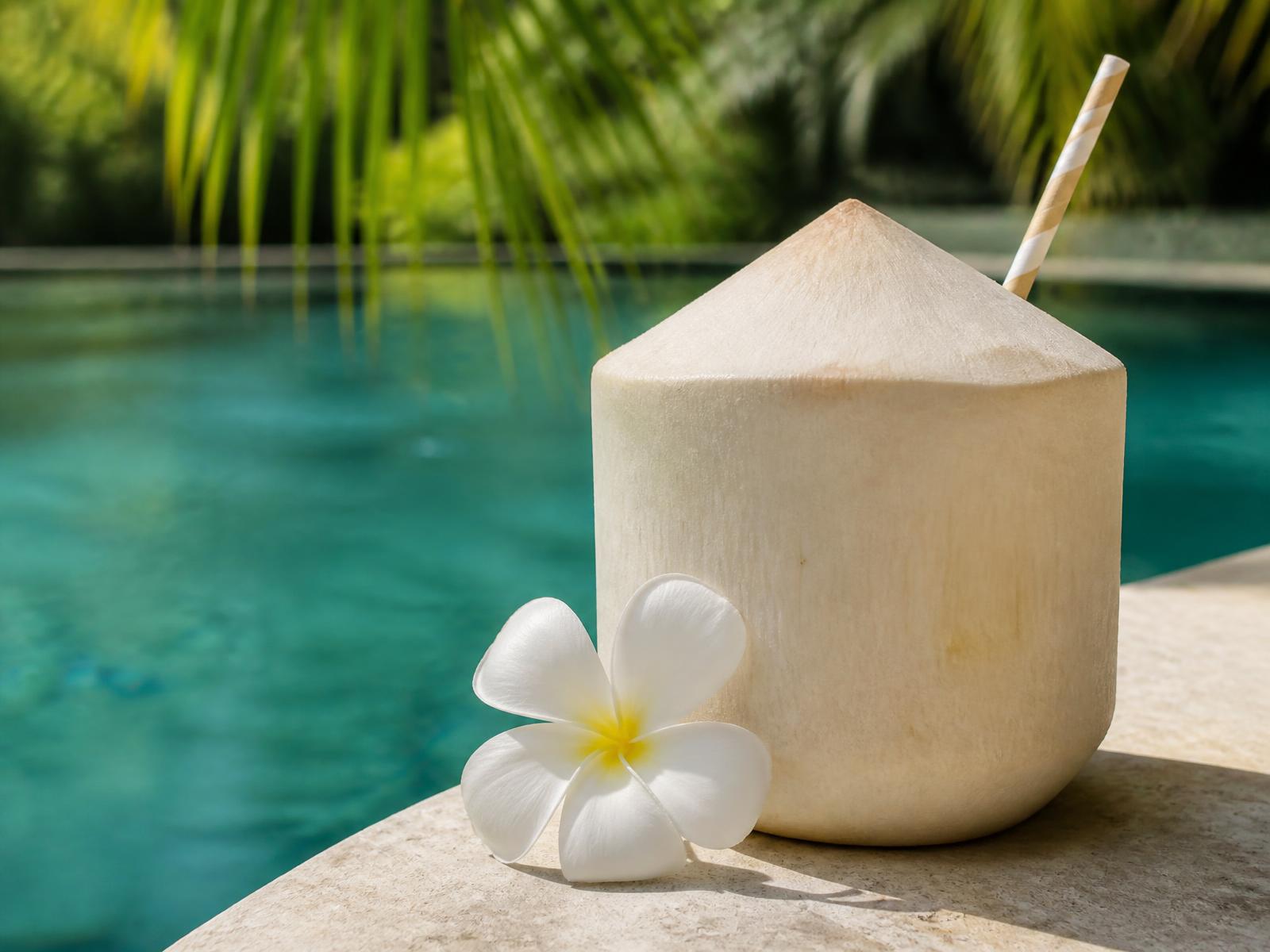 Fresh coconut by the pool