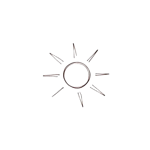 Hand-drawn sketch of a sun